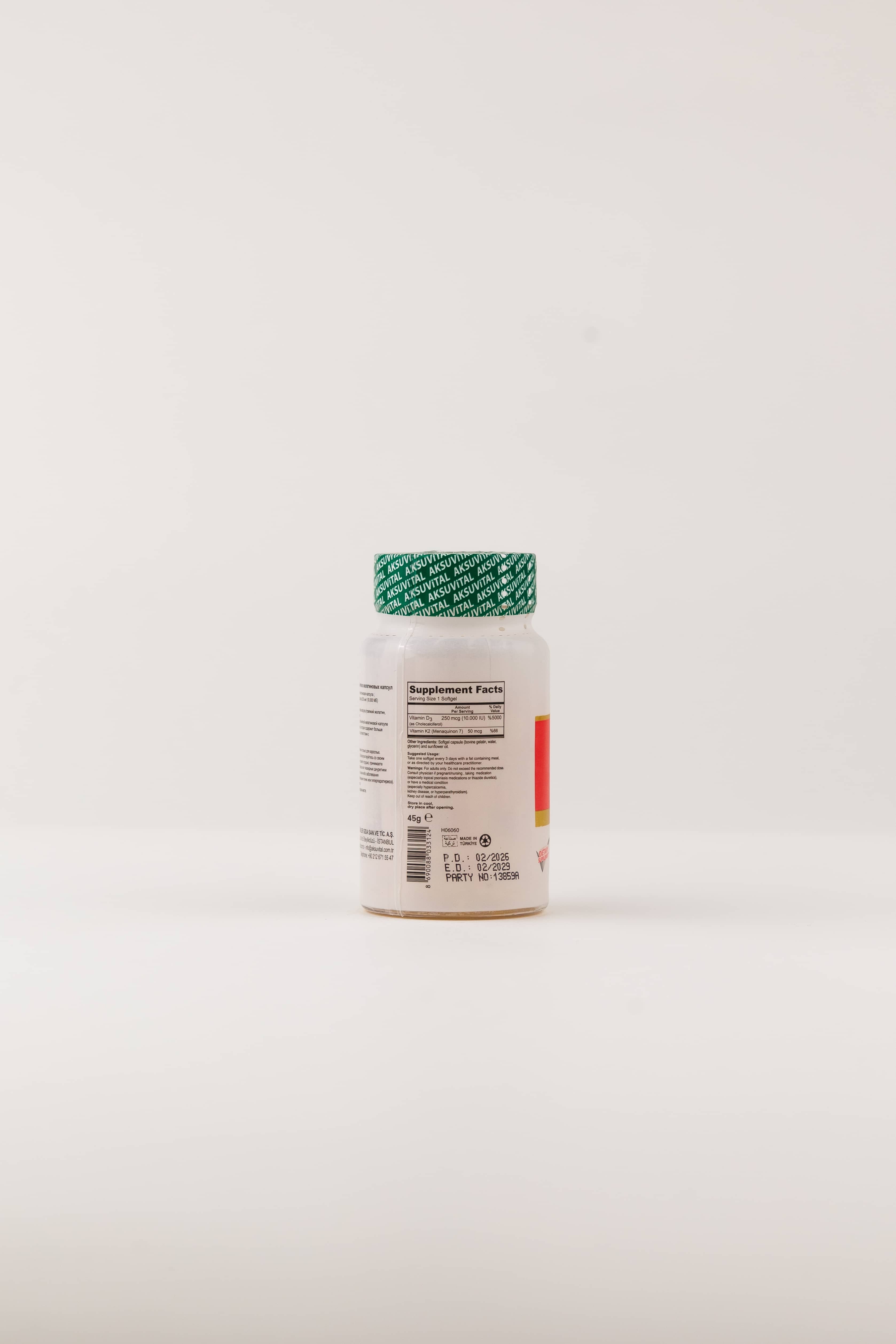Aksu Vital Vitamin D3 K2 10000 iu, 60 softgel 3