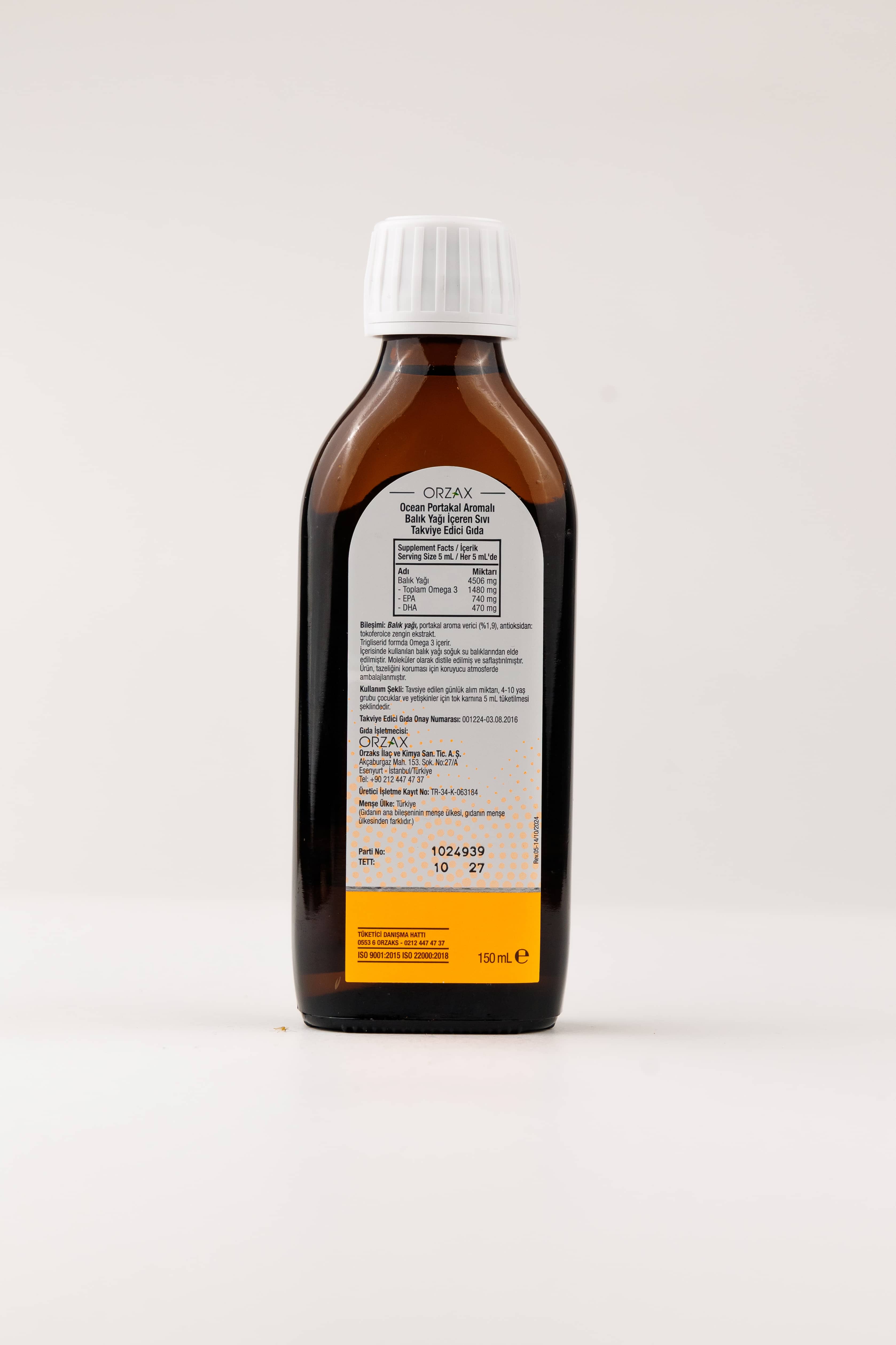 Orzax Portakal Balik Yagi Surup, 150 ml 3