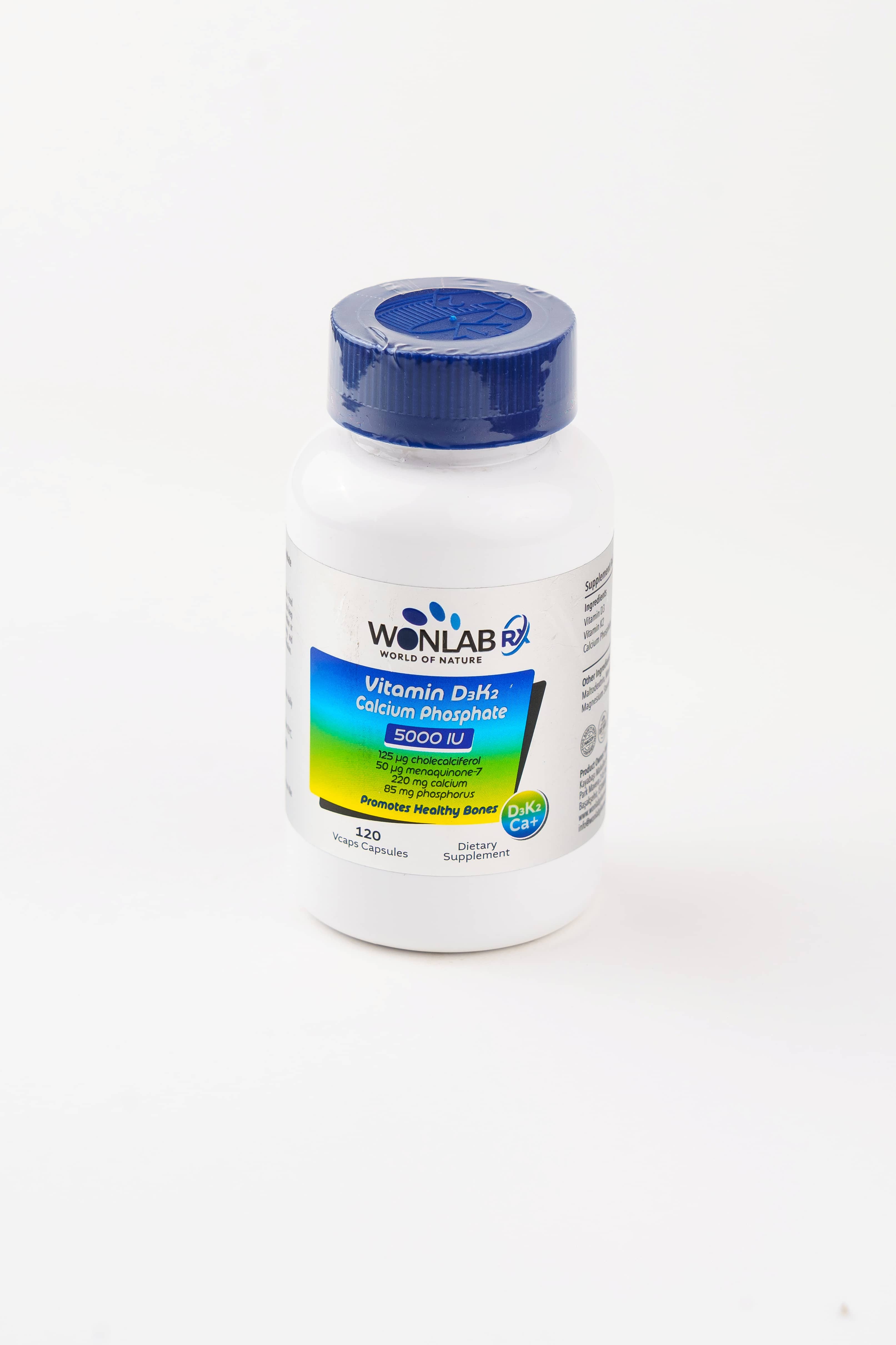 Wonlab vitamin d3 k2+Calcium Phosphat 5000IU, 120 kapsul 1
