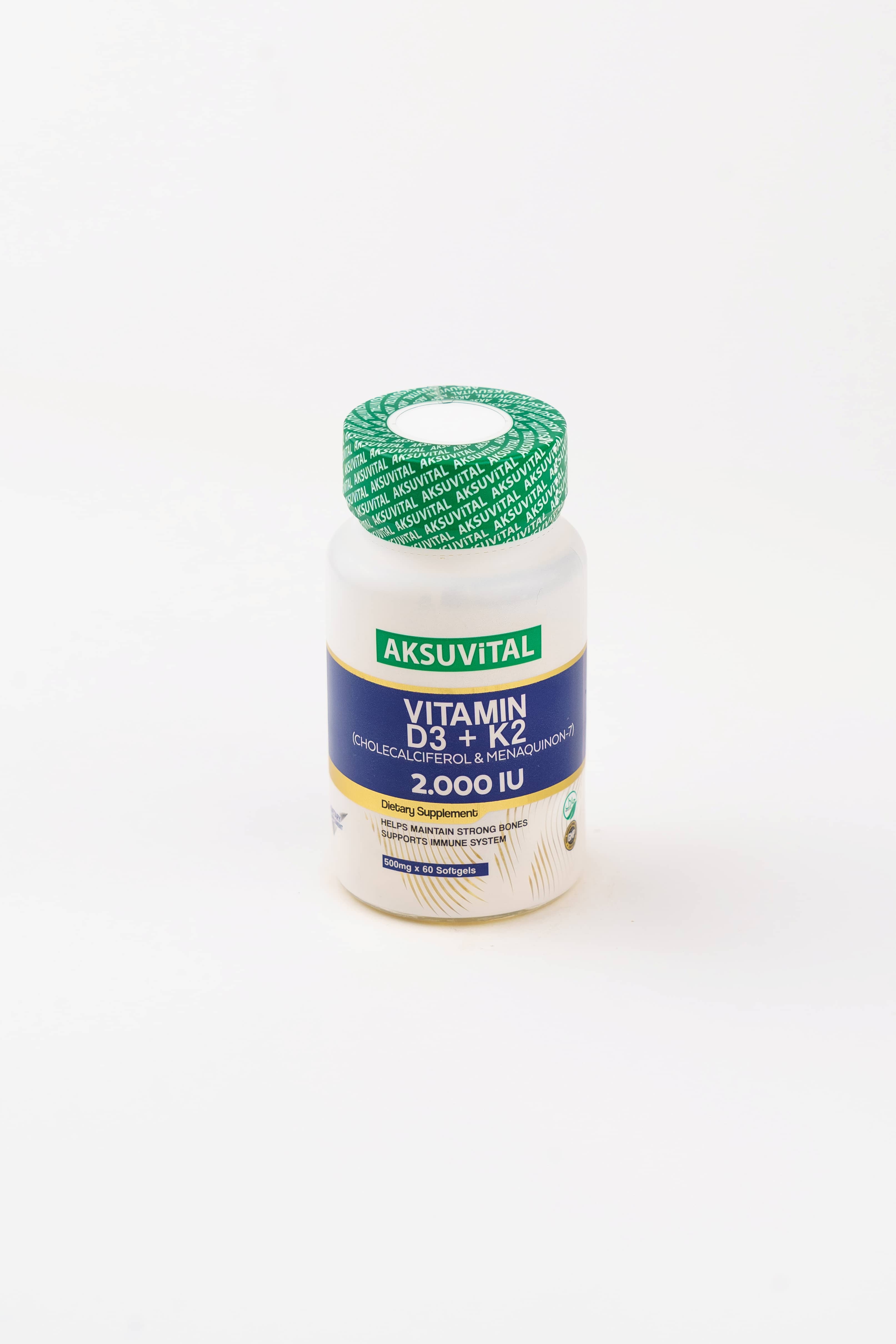 AksuVital Vitamin D3+K2, 2.000IU 60 Softgel 1