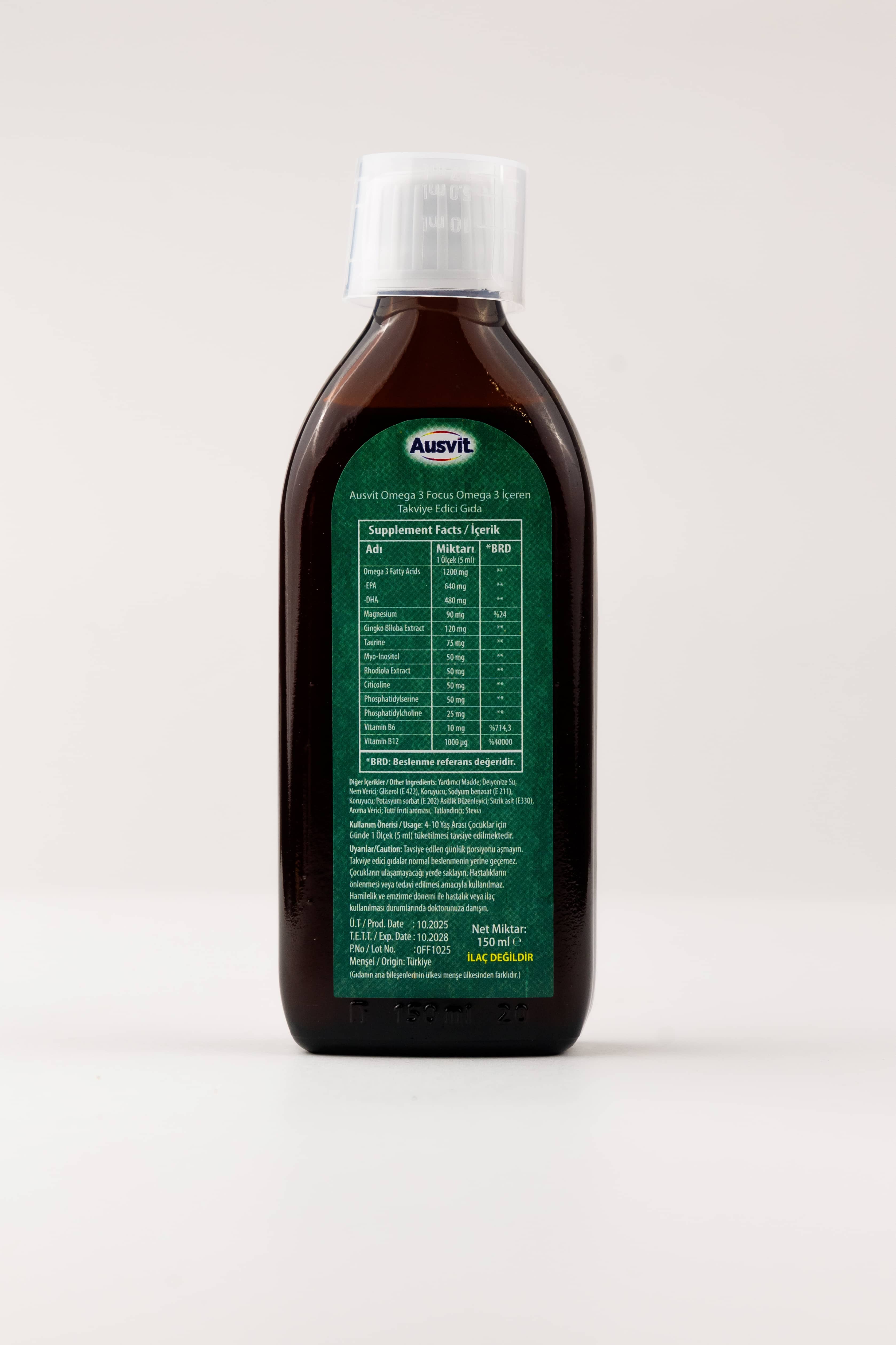 Optom AUSVİT KİDS OMEGA 3 FOCUS FORMULA 150 ML 3
