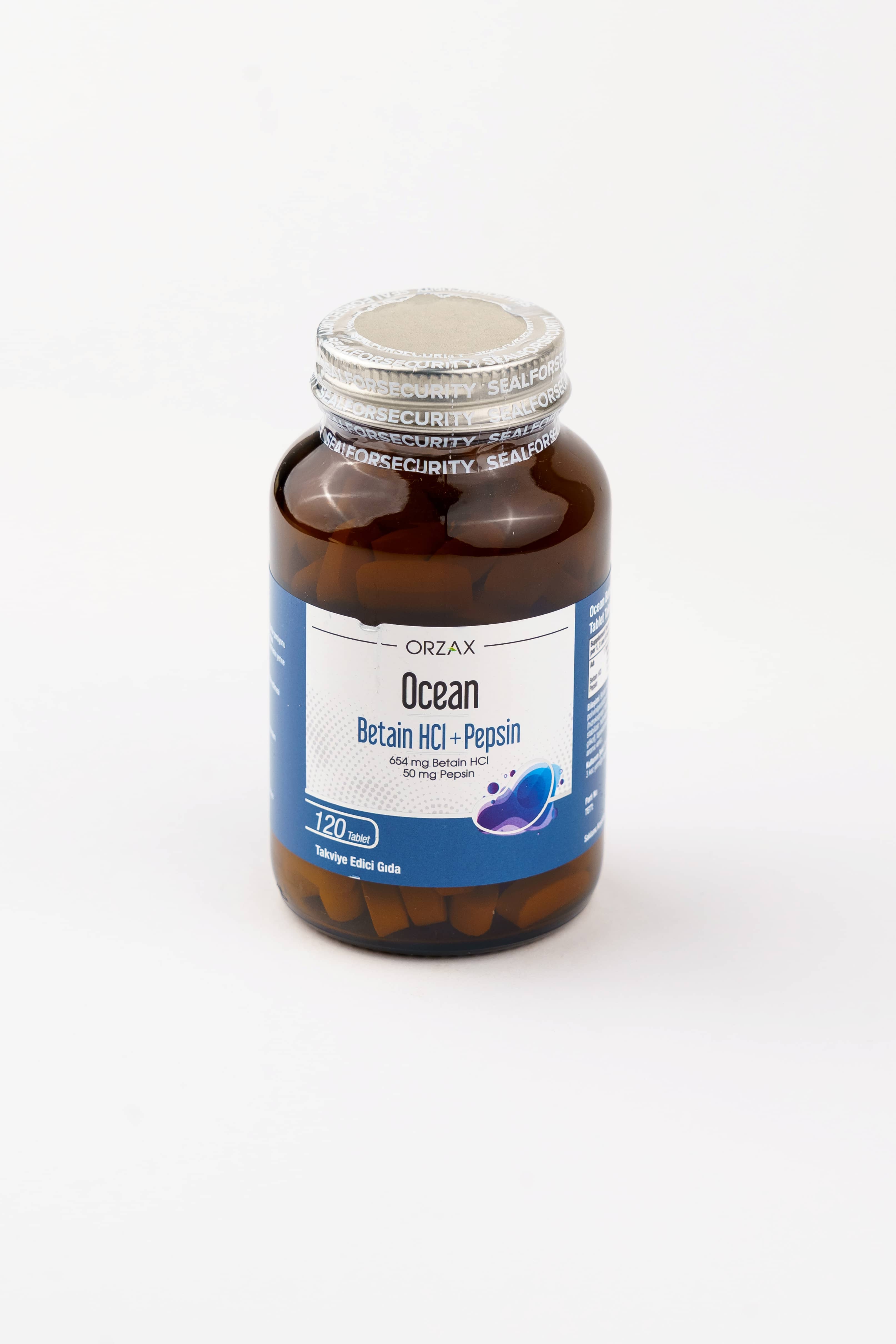 Orzax Betain HCI + Pepsin, 120 Tablet 1