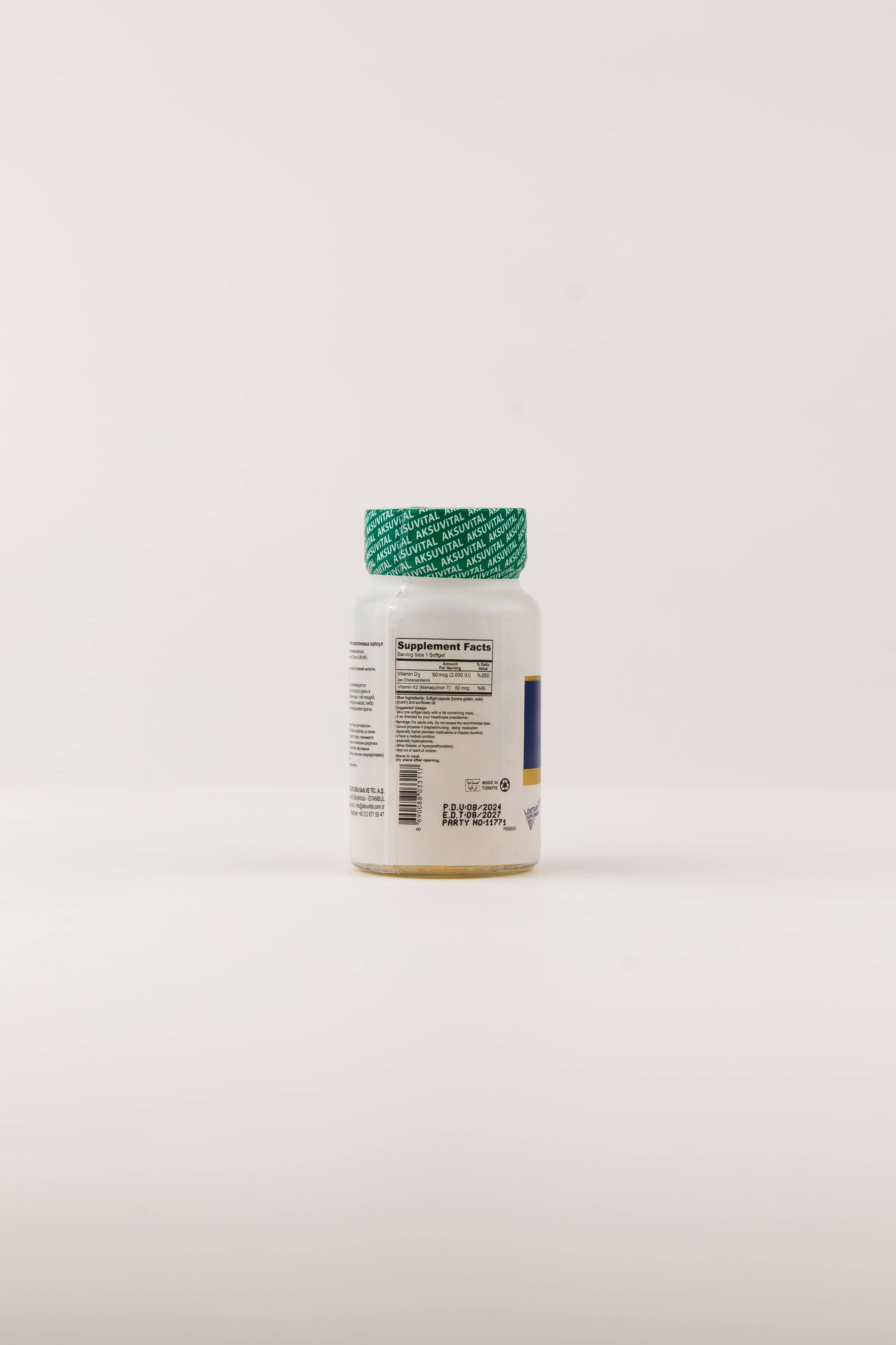 AksuVital Vitamin D3+K2, 2.000IU 60 Softgel 3