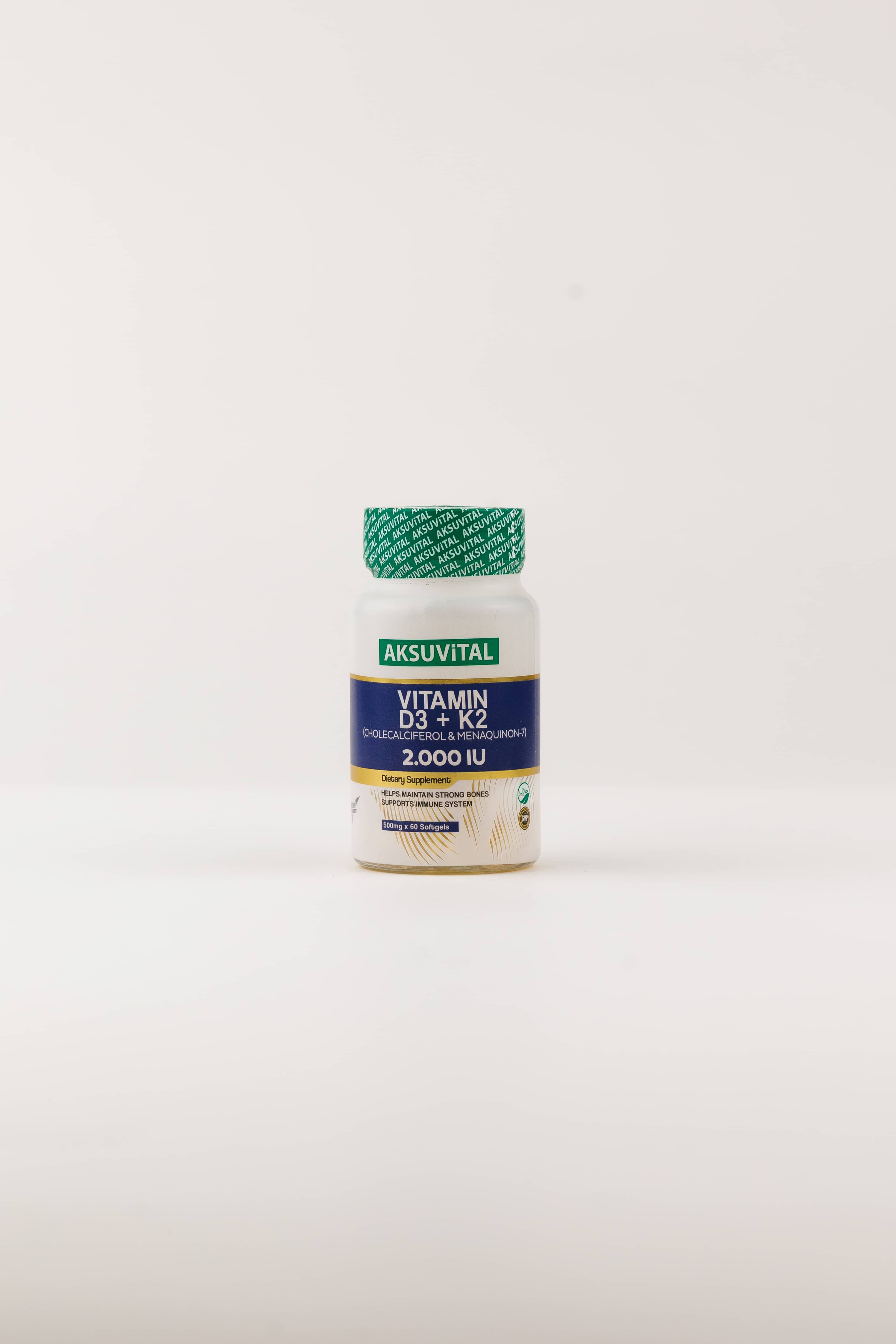 AksuVital Vitamin D3+K2, 2.000IU 60 Softgel 2