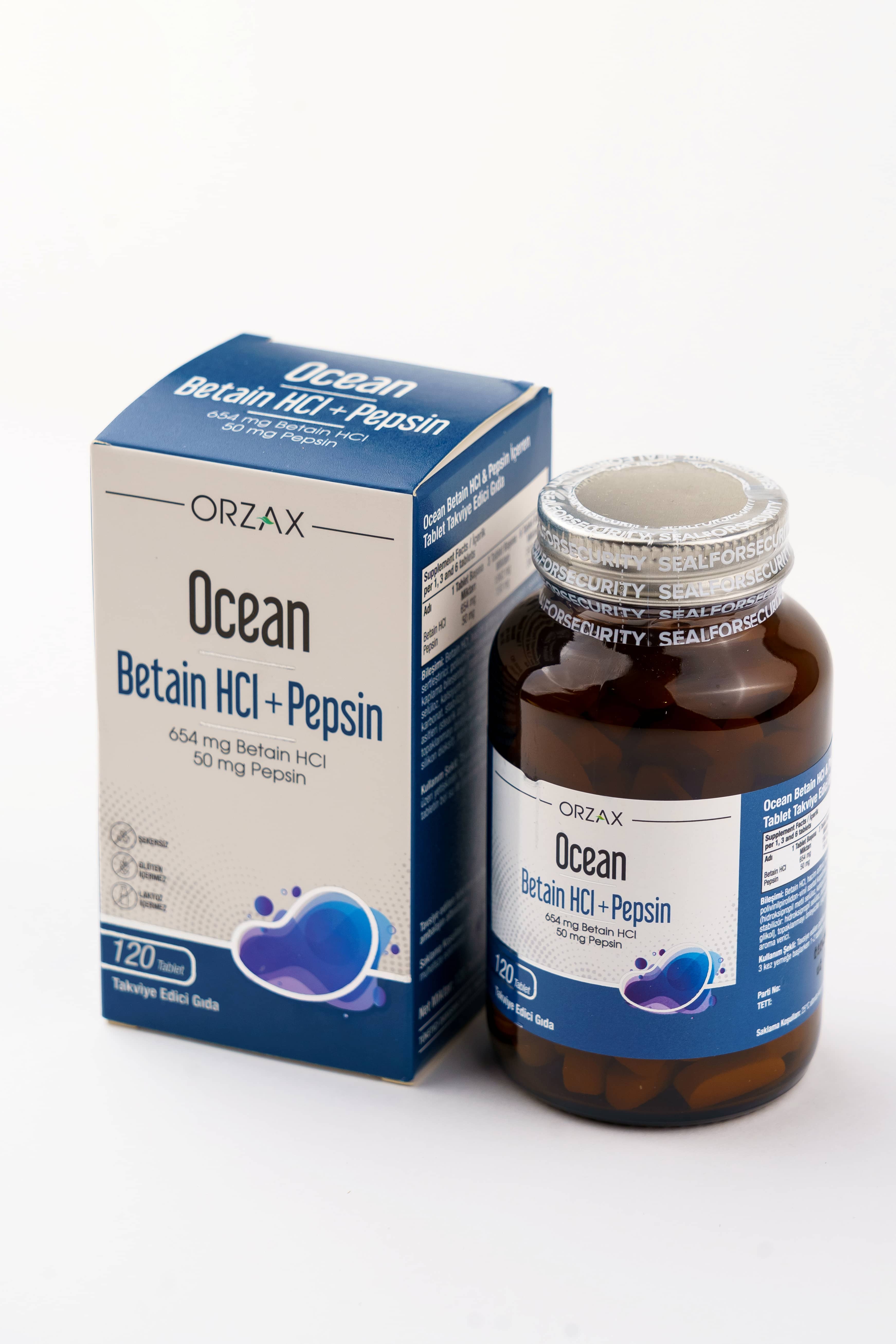 Orzax Betain HCI + Pepsin, 120 Tablet 2