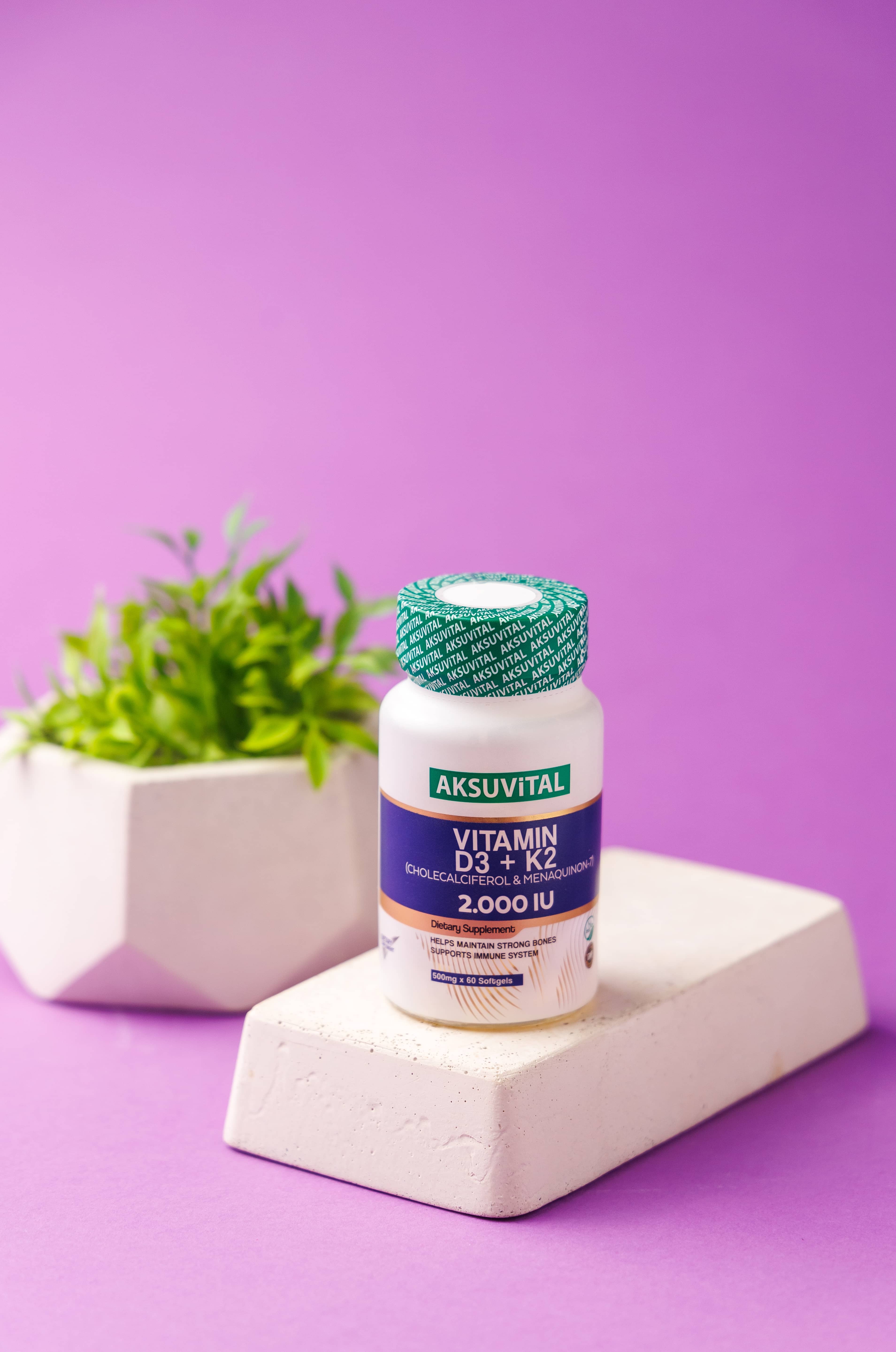 AksuVital Vitamin D3+K2, 2.000IU 60 Softgel 4
