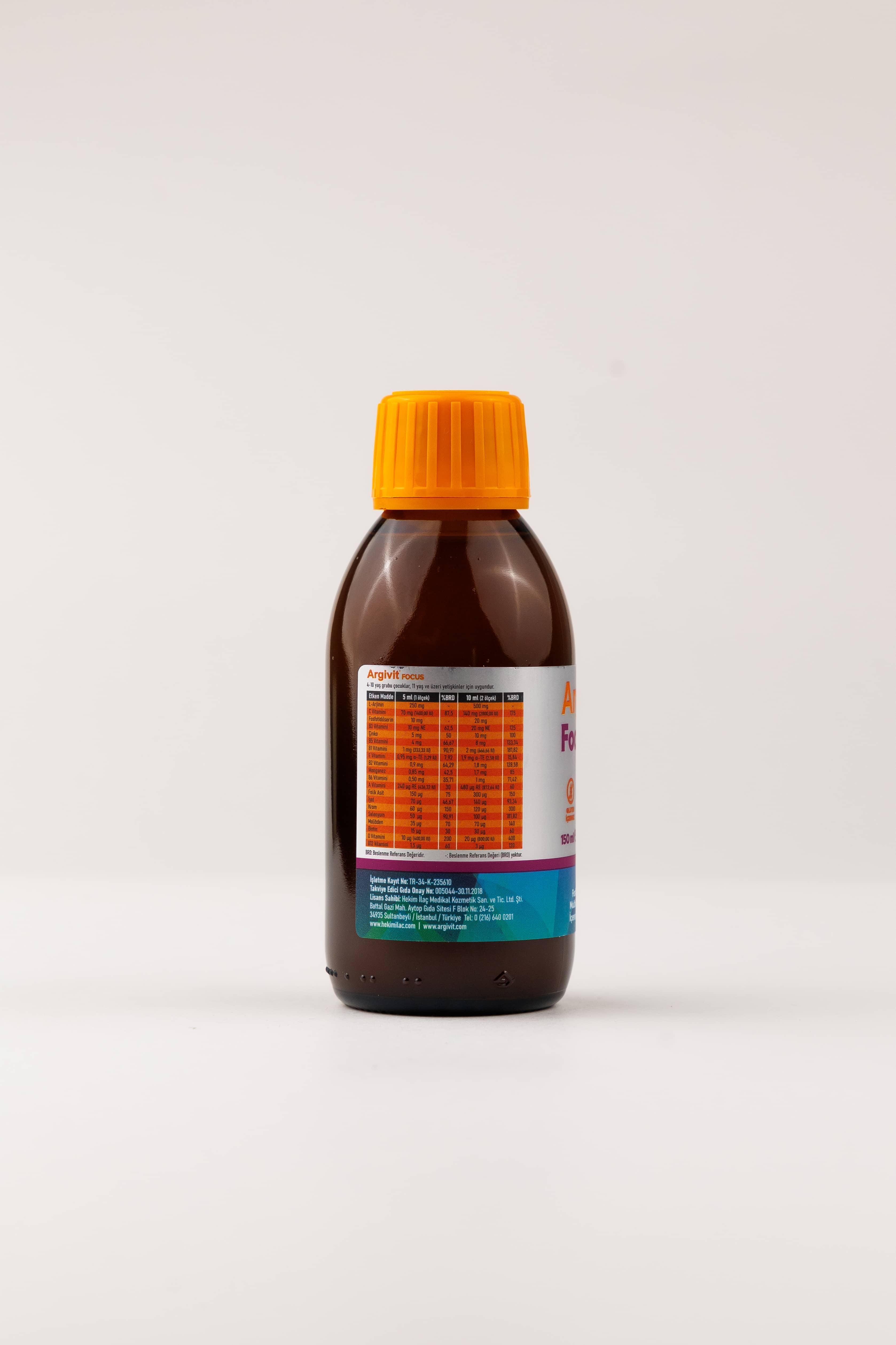 Argivit Focus Fosfotidilserin L Arjinin Multivitamin, 150 ml 3