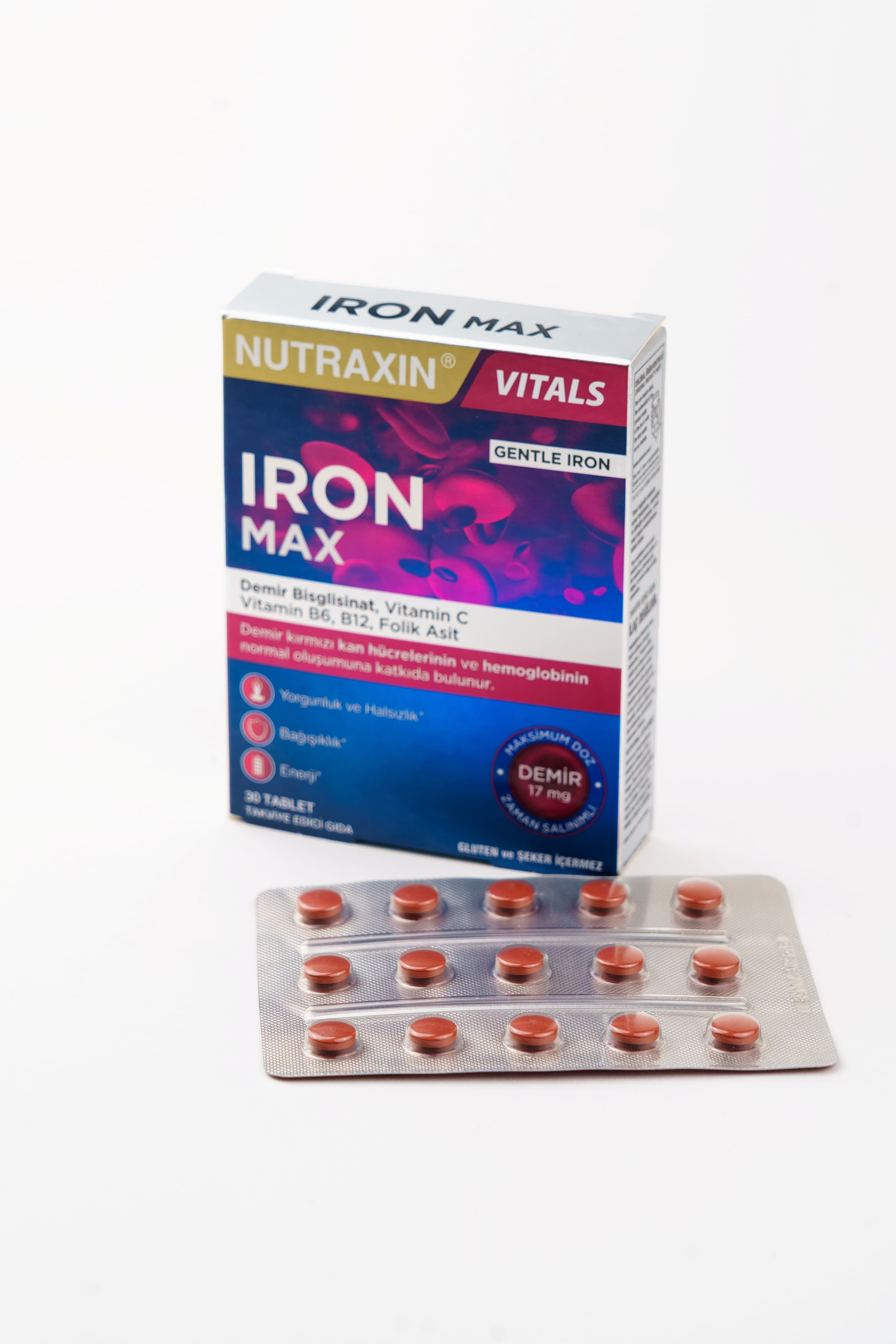 Nutraxin Iron Max 17 Mg - Demir, 30 Tablet