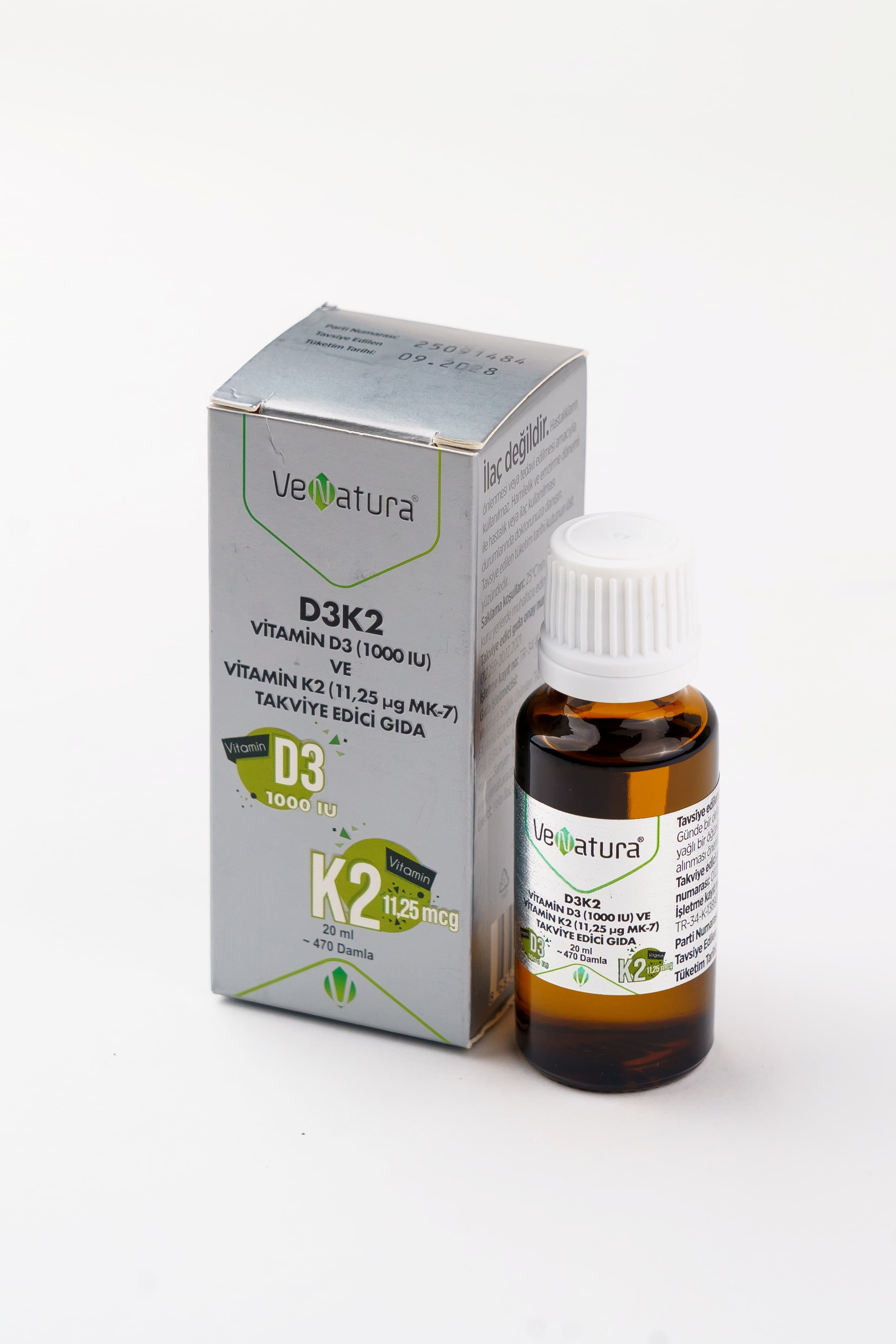 Venatura- Vitamin D3 K2 (MENAKUİNON 7) Damla, 20 ml