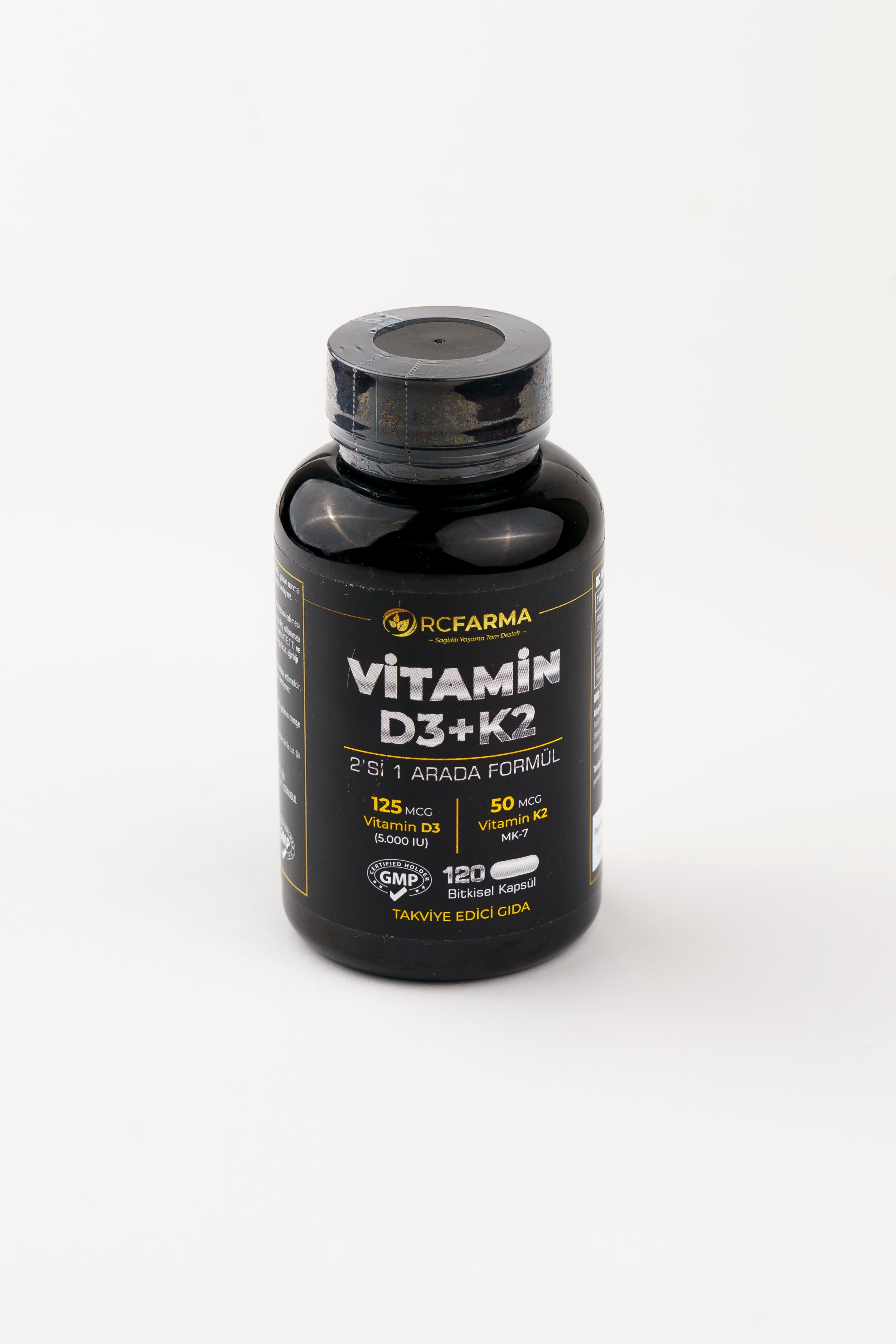 RCFARMA Vitamin D3+K2 5000IU, 120 kapsul